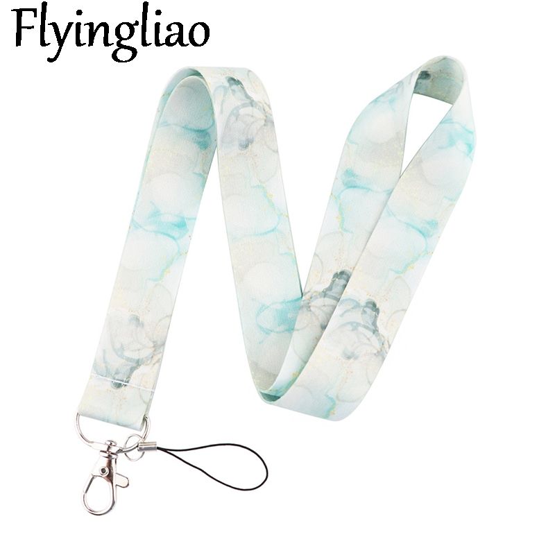 Marble Texture Lanyard Keys Phone Holder Funny Neck Strap