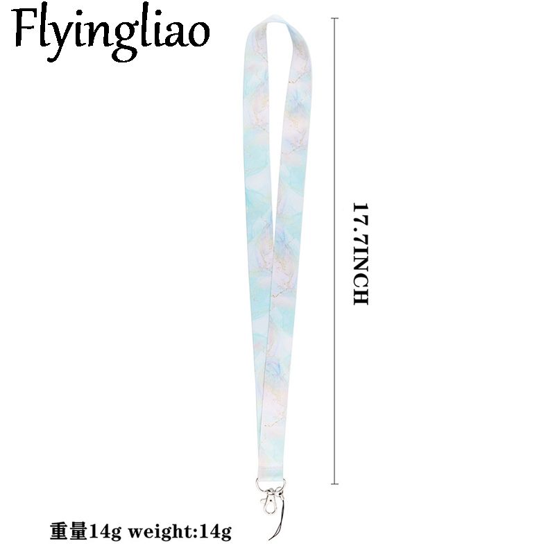 Marble Texture Lanyard Keys Phone Holder Funny Neck Strap