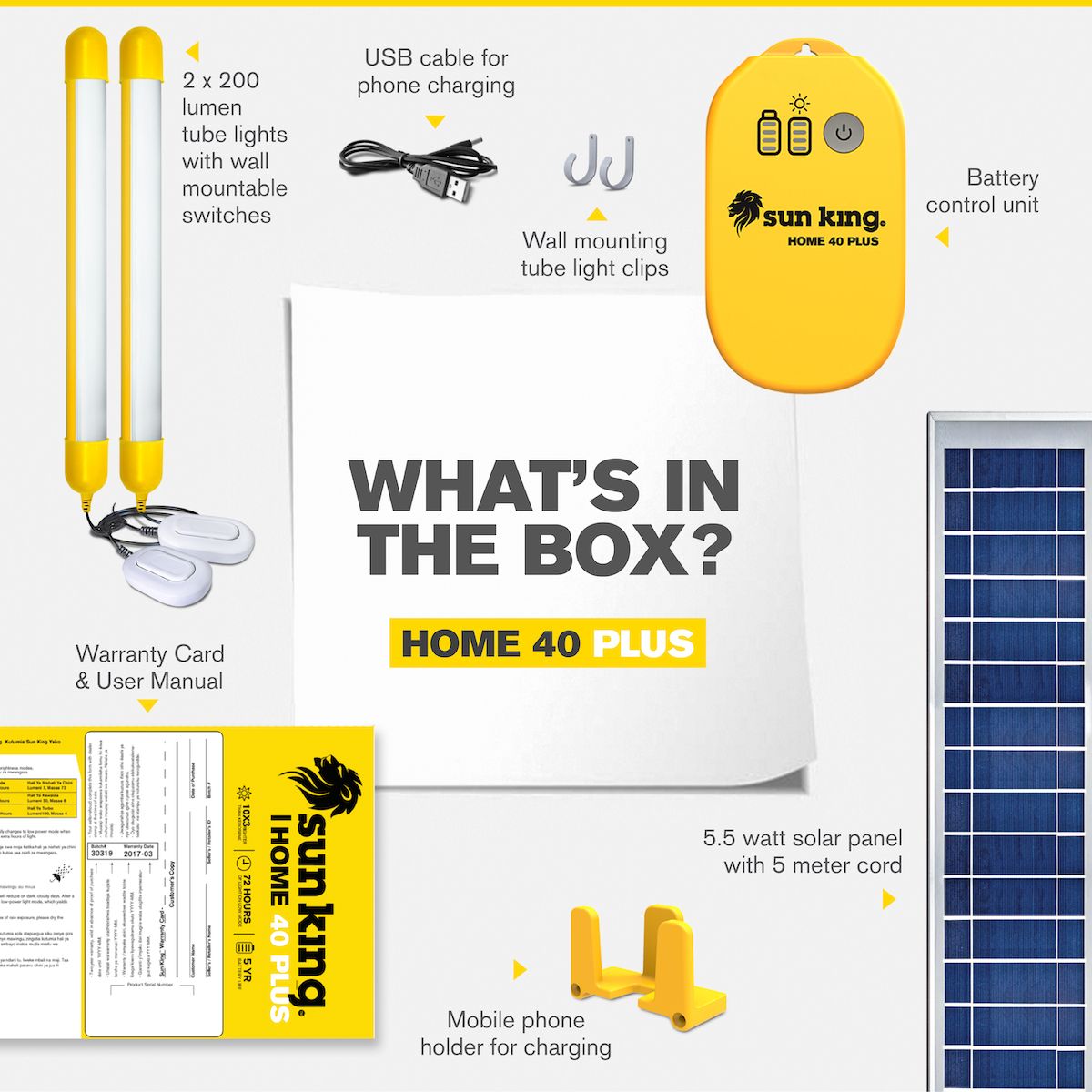 Home 40 Plus Solar Home Light System - Yellow