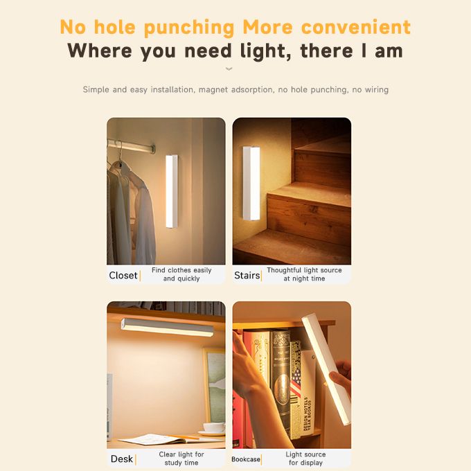 30CM LED Dimmable Wireless Lights Rechargeable Magnetic Night Light Bar