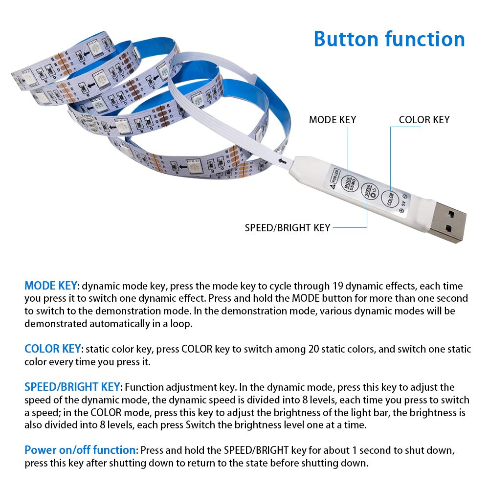 LEDs Strip Light Set USB RGB Flexible LEDs Rope Lighting