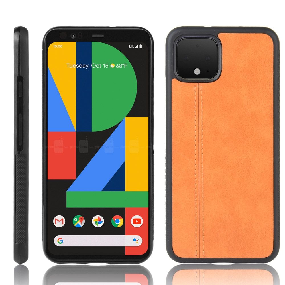 For Google Pixel 4 XL Sewing Cow Pattern Skin PC + PU + TPU Case(Orange)