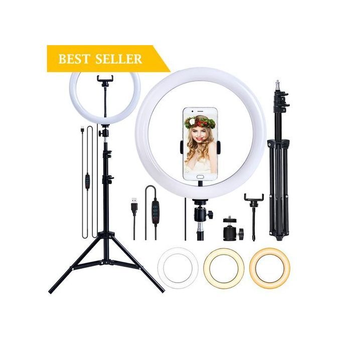 12 Inches Automatic Led Ringlight With Stand And A Phone