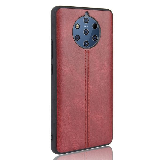 For Nokia 9 PureView Shockproof Sewing Cow Pattern Skin PC + PU + TPU Case-Red