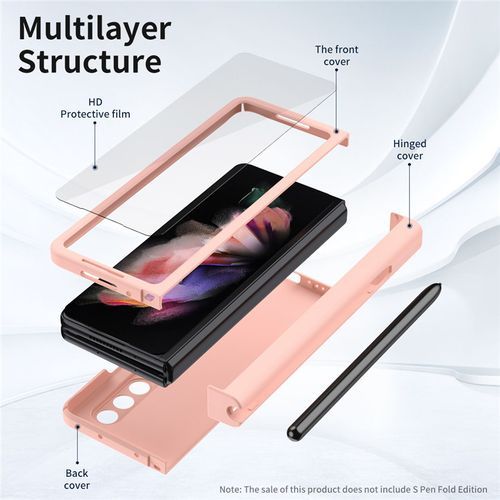 For Samsung Galaxy Z Fold 3 Case With Hinge Protection & S Pen Slot For Zfold 3 Full Protection Cover Front Screen Protector-Yellow