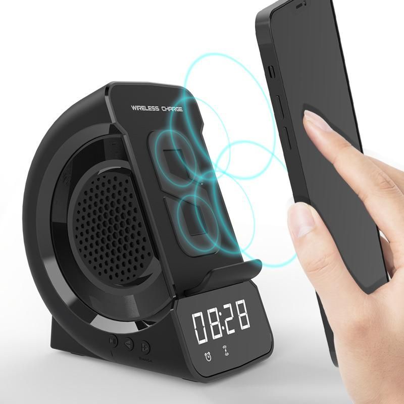 3-in-1 wireless charger-clock bluetooth speaker-multifunction