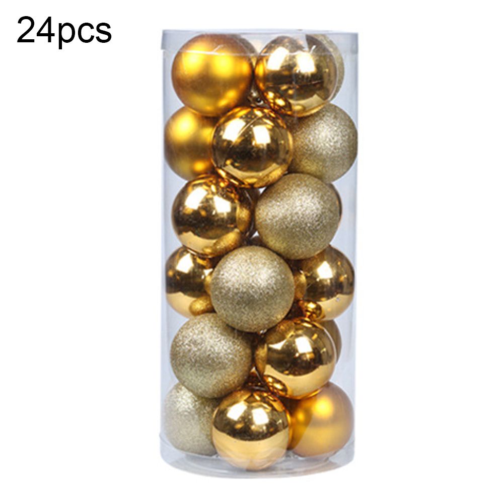 24Pcs Christmas Ball Hanging Bauble New Year Wedding-Yellow