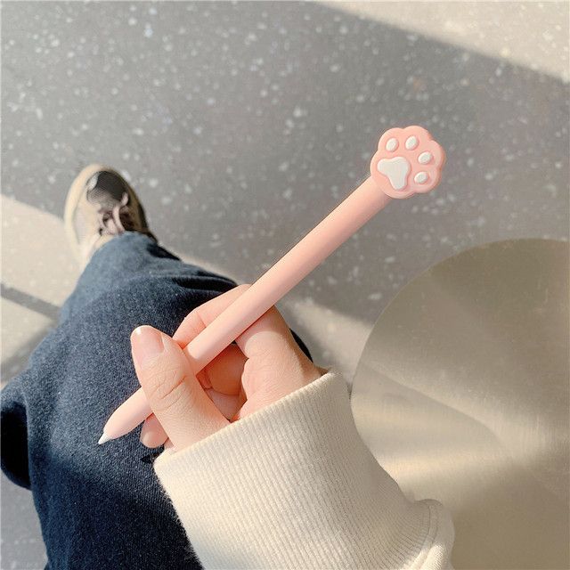 Kawaii Cute Soft Silicone Cases For Apple Pencil 1 2 Gen Case Tablet Touch Pen Stylus Cover Anti_fall For Apples Pencil 1st/2nd(#Paw-For 1st)