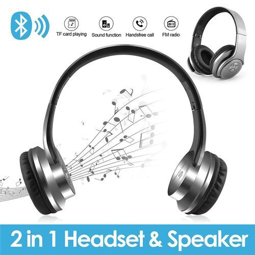 E T 2 In 1 Bluetooth Headphones Over Ear With Calling Speaker Wireless Headphones  Fordable Stereo