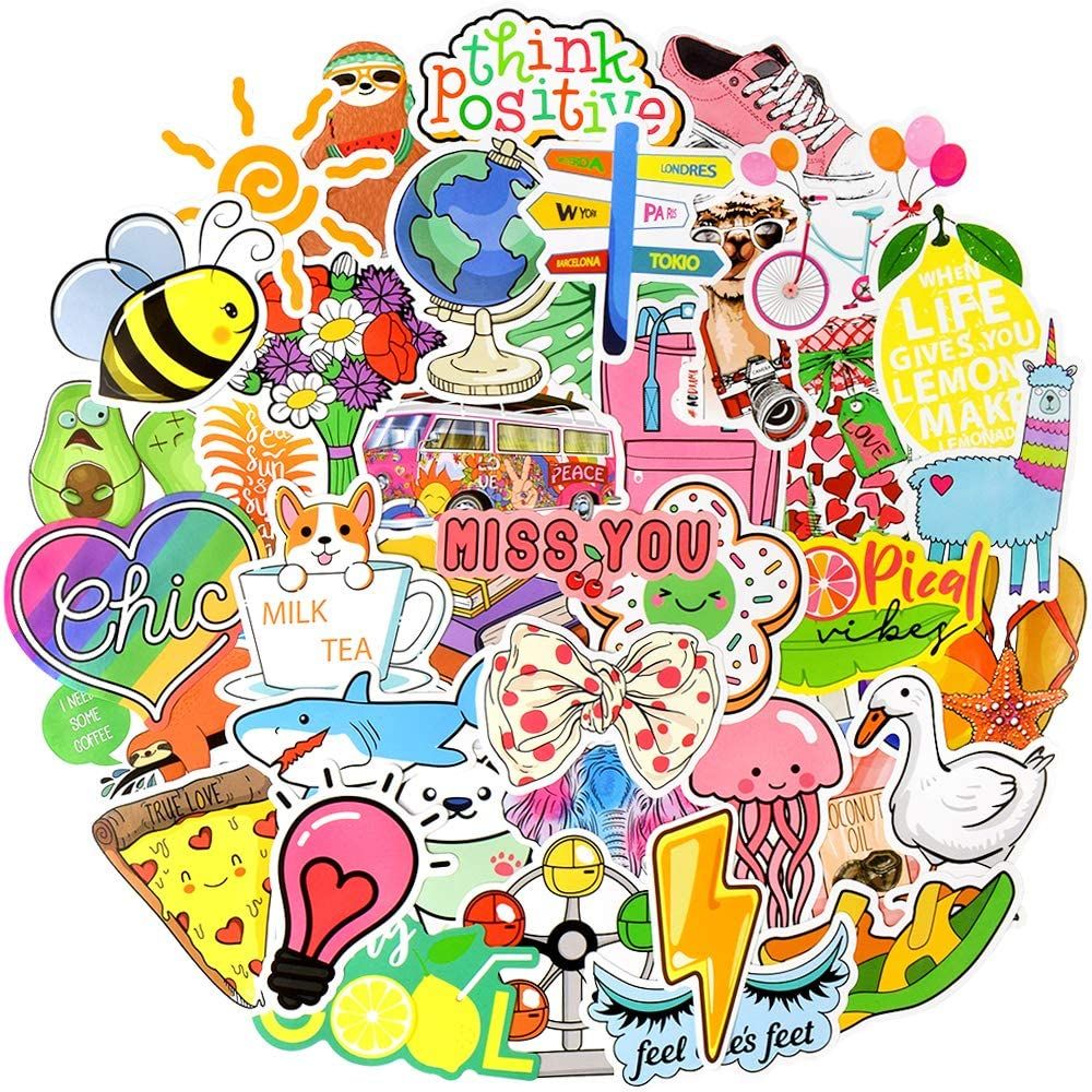 50 Pcs Cartoon Stickers Cute Animal Sicker Vsco Girls For