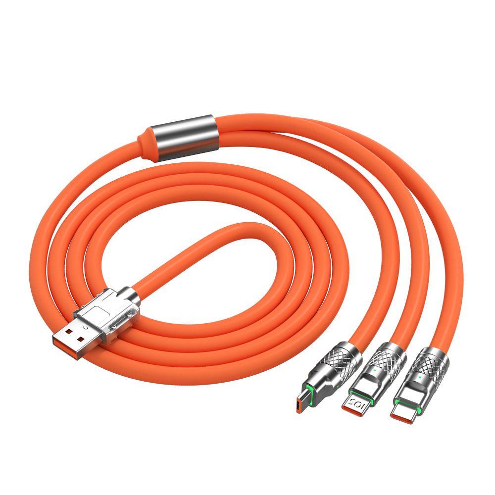 USB Cable 3 In 1 6A(120W Max) Safe And Fast Charging