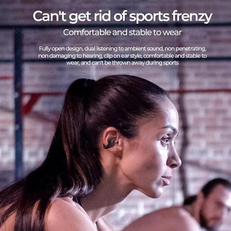 Bluetooth noise reduction headphones, bone conduction headphones, clip-on black headphones