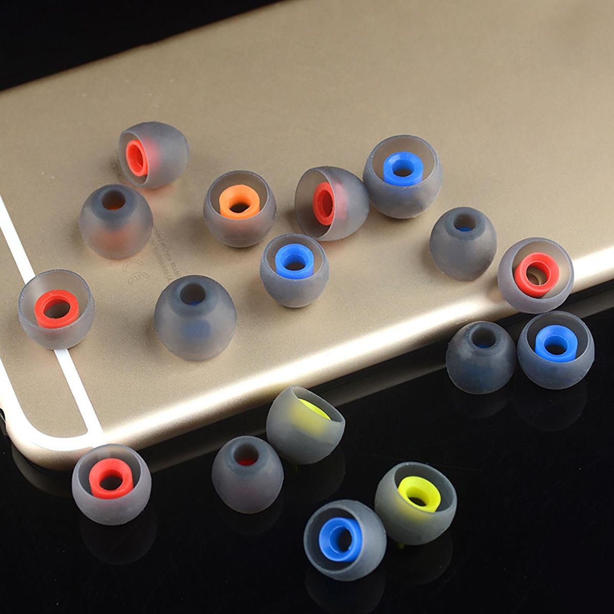 5 Pairs Soft Silicone Soundproof In-ear Ear Caps-Grey + Red