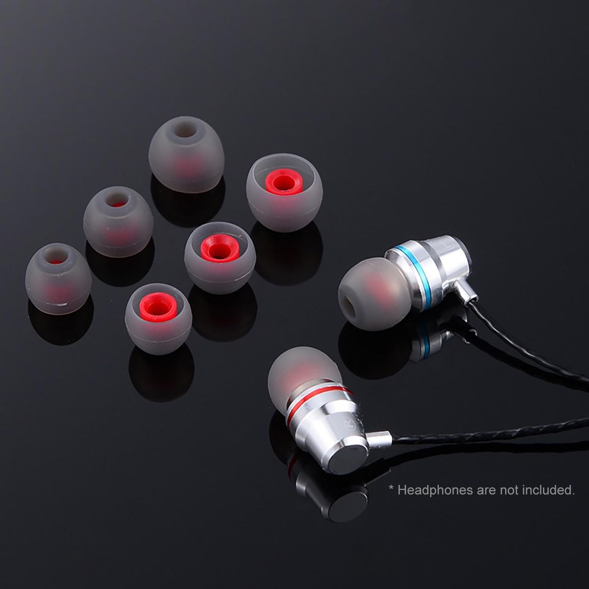 5 Pairs Soft Silicone Soundproof In-ear Ear Caps-Grey + Red