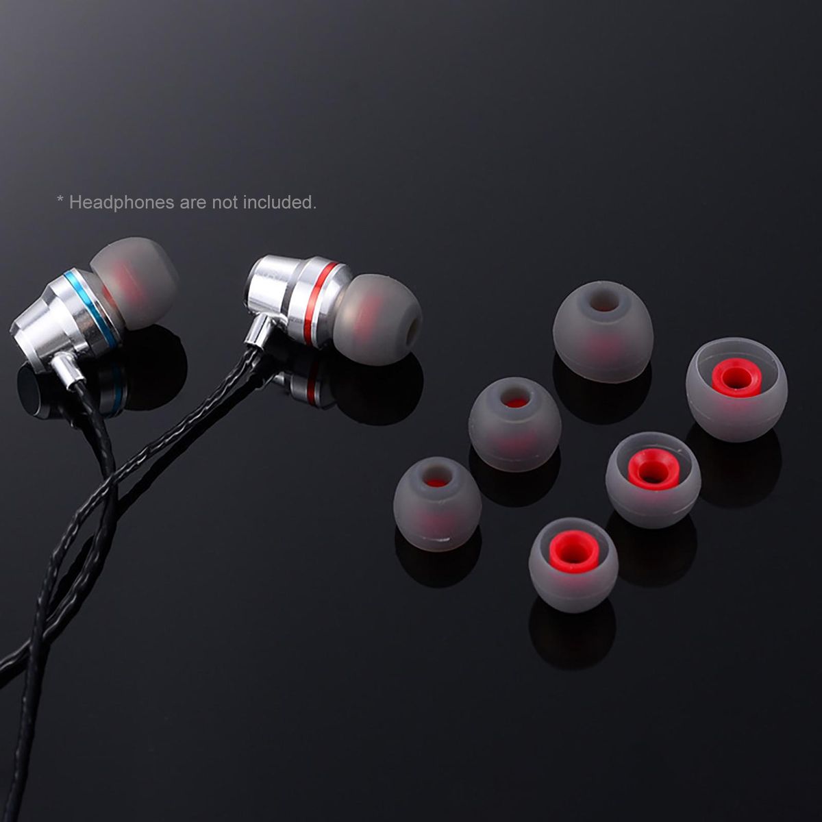 5 Pairs Soft Silicone Soundproof In-ear Ear Caps-Grey + Red