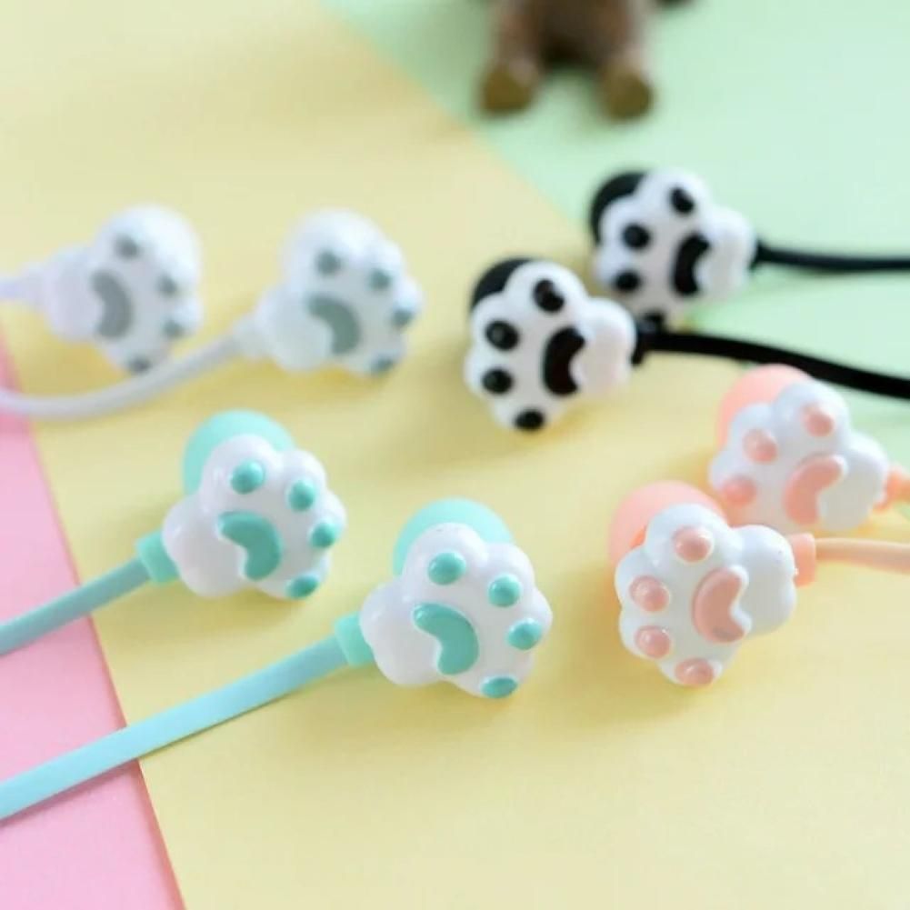 Portable Cartoon Cute Cat Claw 3.5mm Jack Wired In-ear-Blue