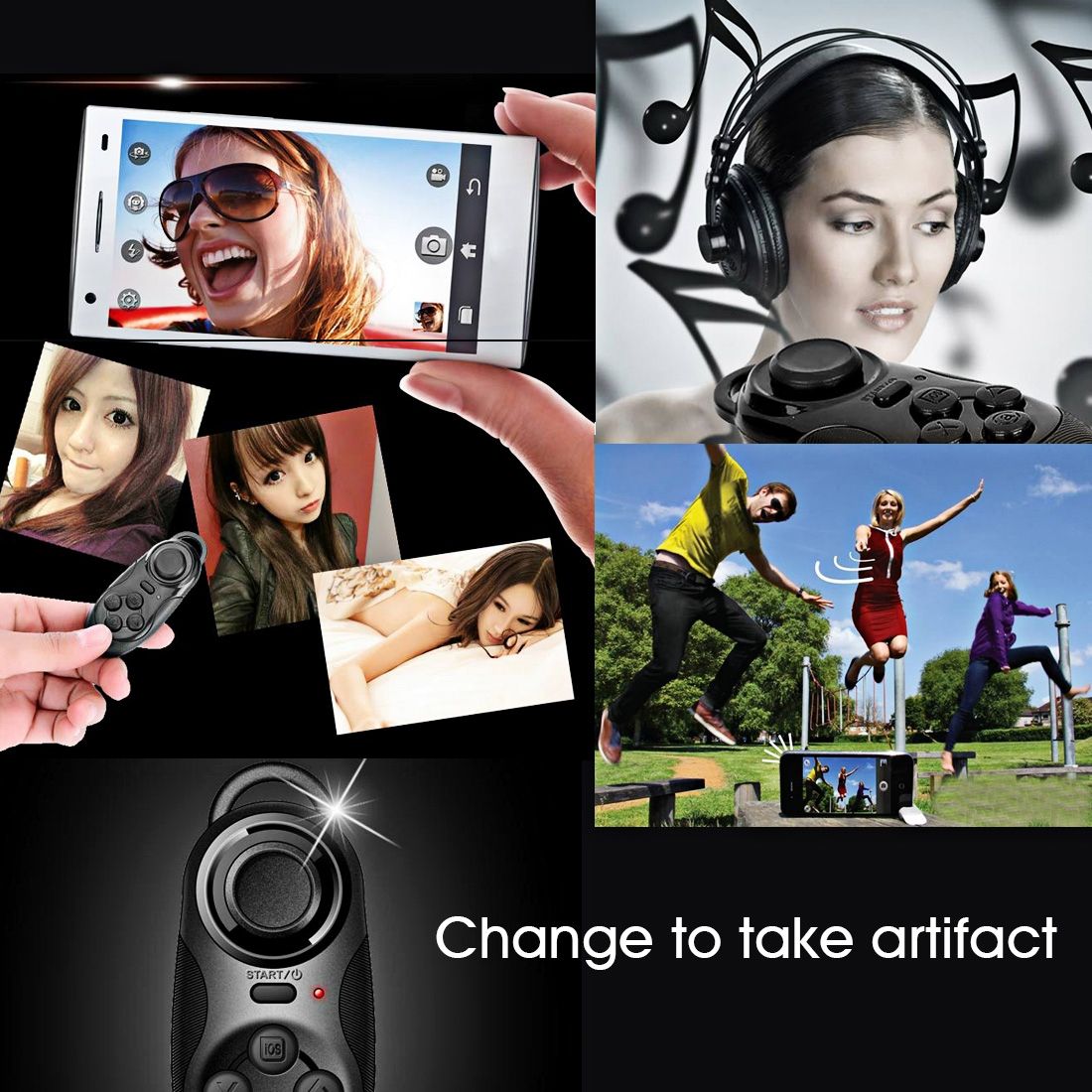 Wireless Bluetooth Remote Controller / Mini Gamepad Controller / Selfie Shutter / Music Player Controller For Android / IOS Cell Phone / Tablet PC