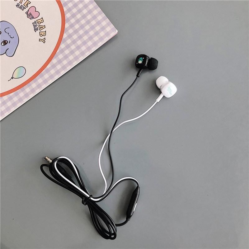 Universal Cute Cartoon Earbuds Bass In-Ear Wired Mic-Black