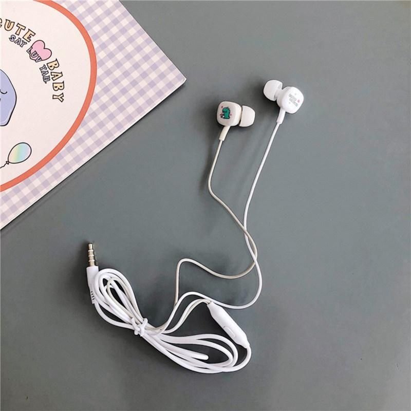 Universal Cute Cartoon Earbuds Bass In-Ear Wired Mic-Black