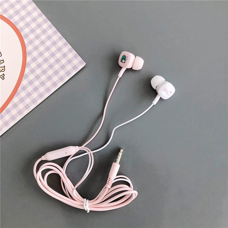 Universal Cute Cartoon Earbuds Bass In-Ear Wired Mic-Black