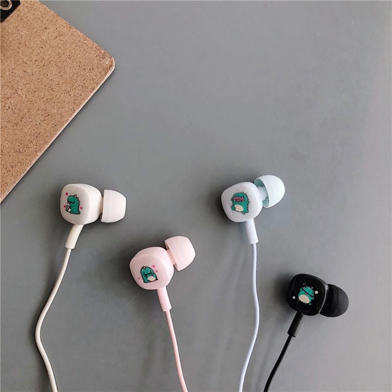 Universal Cute Cartoon Earbuds Bass In-Ear Wired Mic-Black