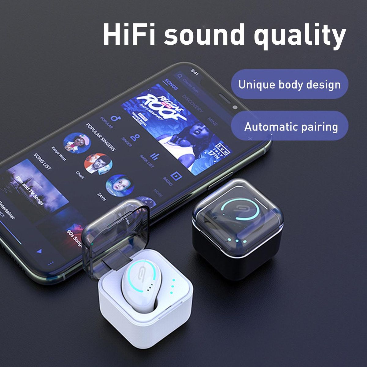 Mini Wireless Bluetooth-compatible 5.0 Single In-Ear-White