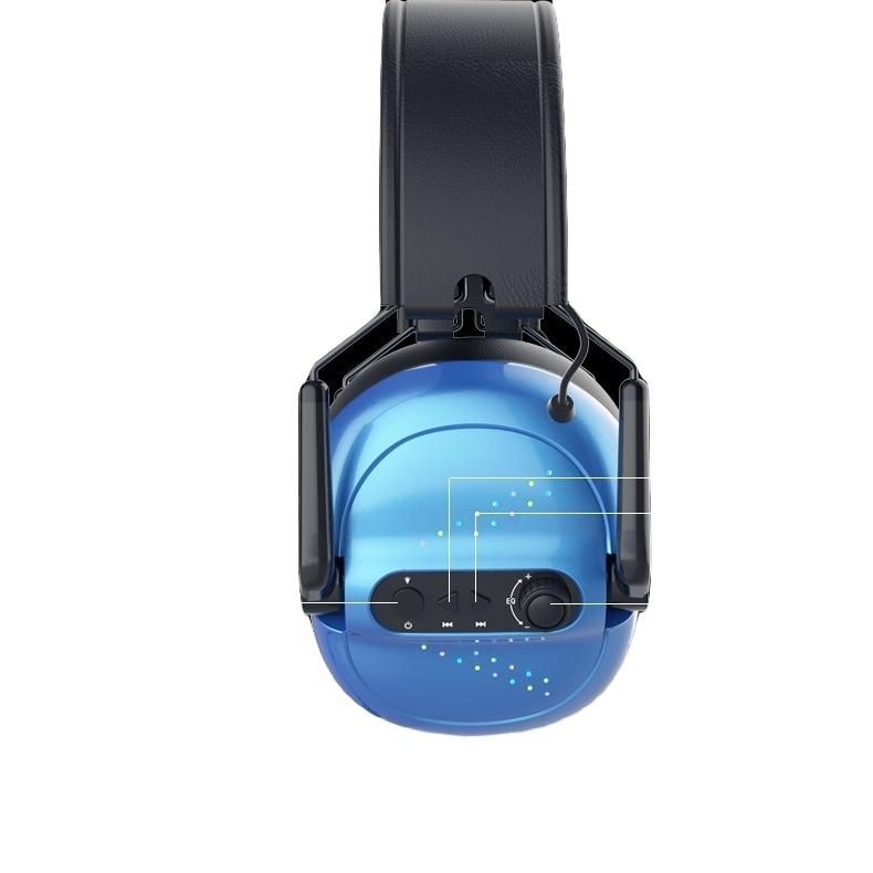 Wireless gaming headset with detachable microphone, 2.4GHz and Bluetooth 5.0 dual connection modes, foldable ear cups, sky blue