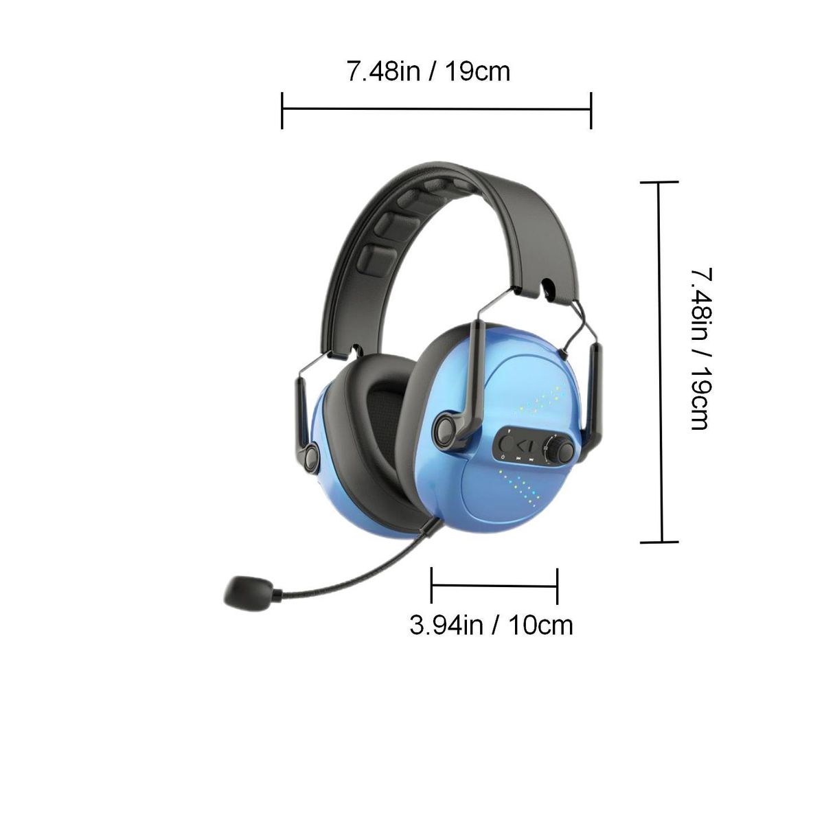 Wireless gaming headset with detachable microphone, 2.4GHz and Bluetooth 5.0 dual connection modes, foldable ear cups, sky blue