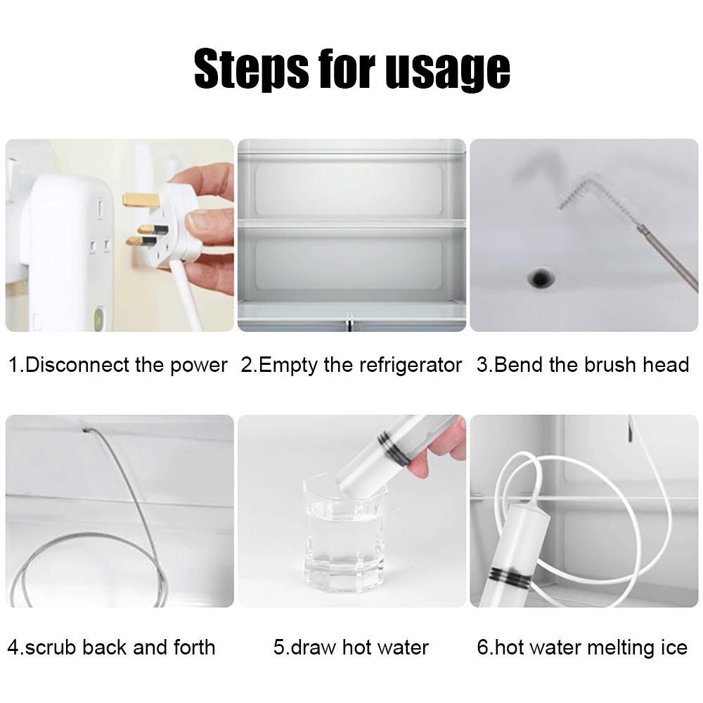 5pcs Refrigerator Drainage Hole Unblocker Fridge Cleaner Refrigerator Cleaning Dredge Tools Set Refrigerator Wash Dredge Suction Hose Brush Kit