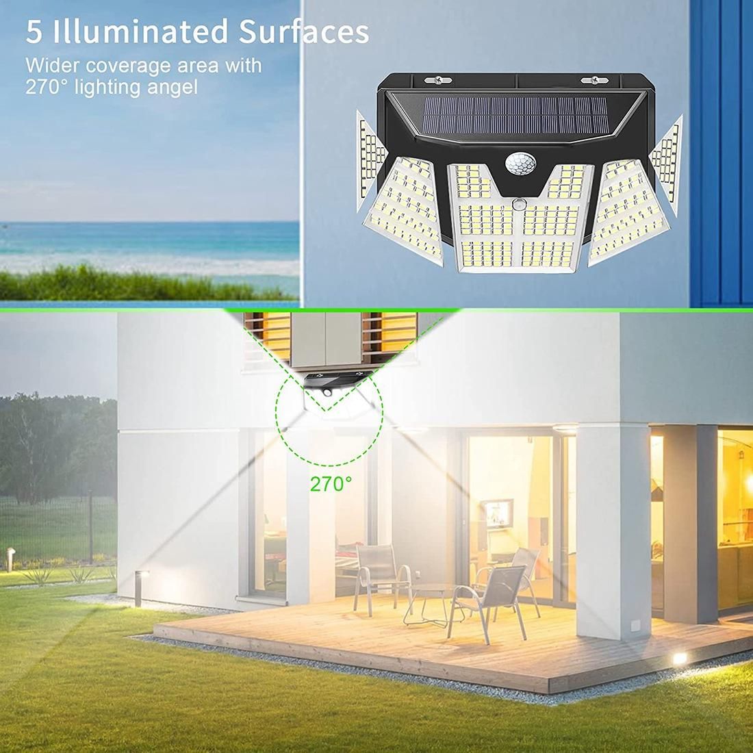 Solar Outdoor Lights 310 LEDSolar Motion Lights,270 Degree