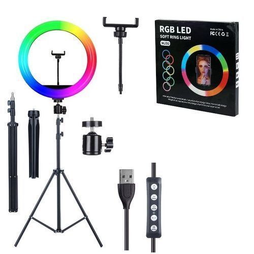 10inch Dimmable RGB LED Selfie Ring Light With Tripod Stand