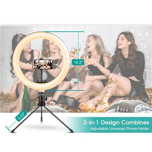 10 "LED Ring Light Dimmable Video Makeup Selfie Night Light