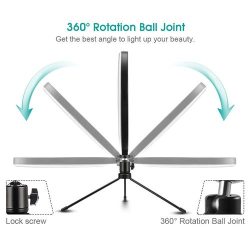 10 "LED Ring Light Dimmable Video Makeup Selfie Night Light