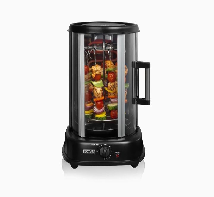 Rotating Vertical Rotisserie Grill With Sliding Glass Door