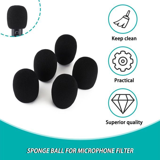 MT 5pcs Headset Replacement Foam Microphone Cover Mic Cover Windshield Headset-Black