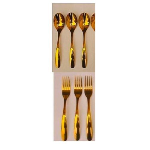 Gold Plated Stainless Steel Spoon & Fork