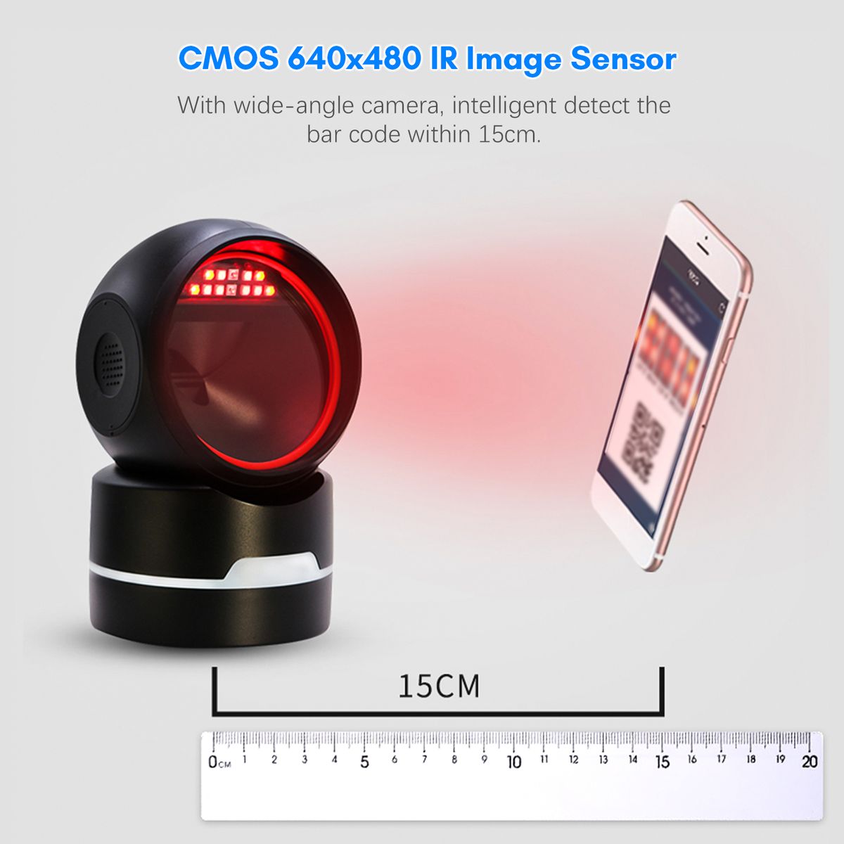 1D 2D QR Desktop Wired Barcode Scanner Platform