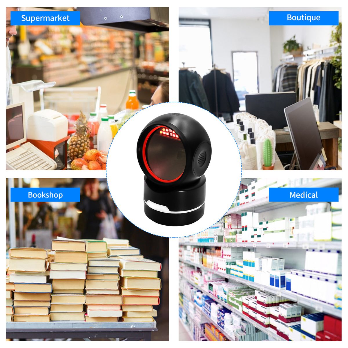 1D 2D QR Desktop Wired Barcode Scanner Platform
