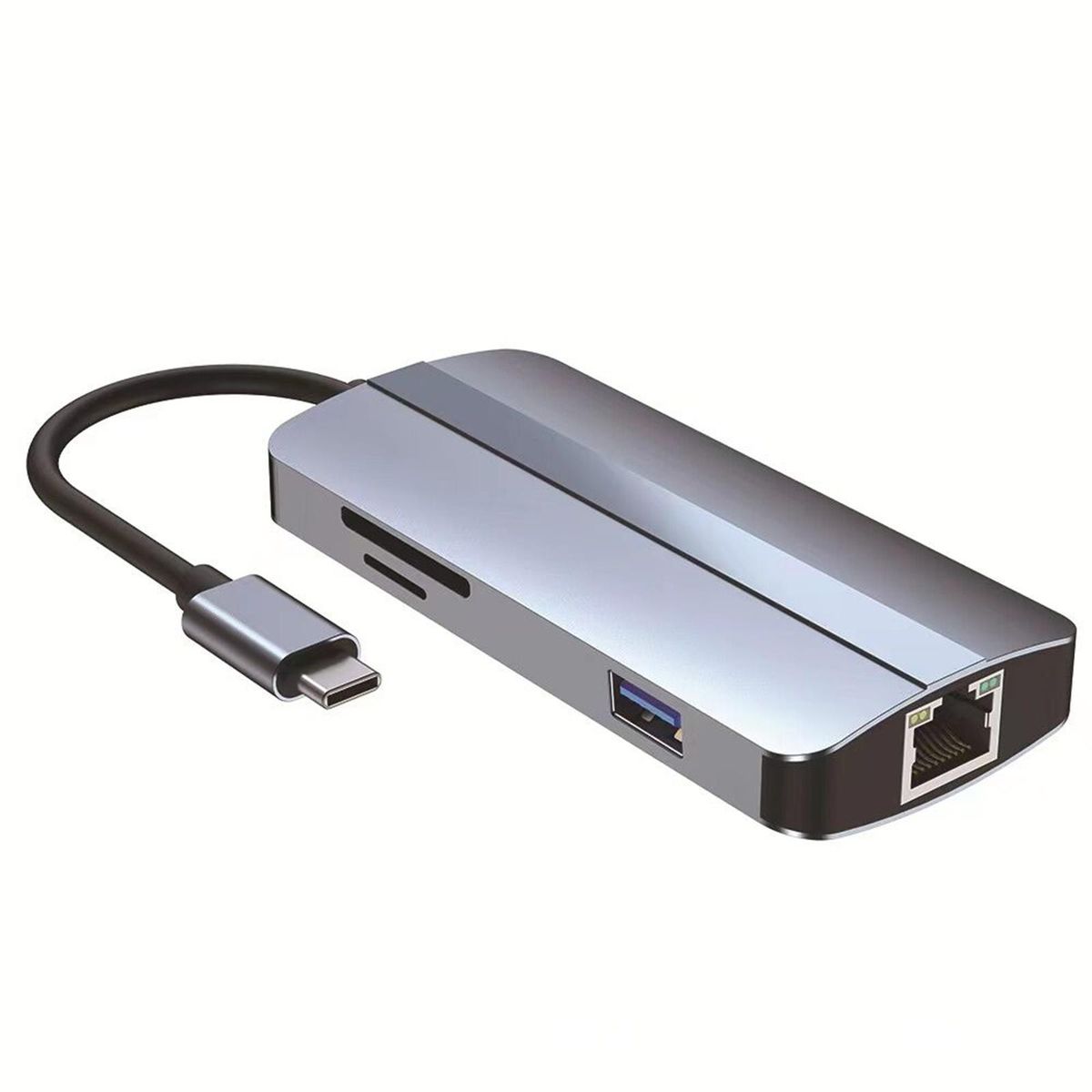 2205 USB C Hub Adapter 8-in-1 Type C Docking Station with 4K H*M*+USB3.0+USB2.0*2+87W PD+RJ45+SD/TF Card Readers for Laptops Tablets Smartphones with Type C Port