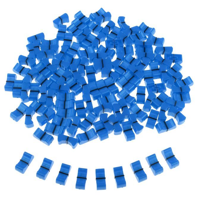 100 Pieces Touch Sensitive Slider Ribbed Mixer Fader Knob Caps Blue