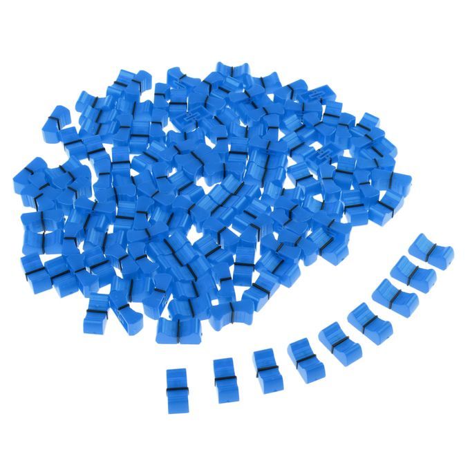 100 Pieces Touch Sensitive Slider Ribbed Mixer Fader Knob Caps Blue
