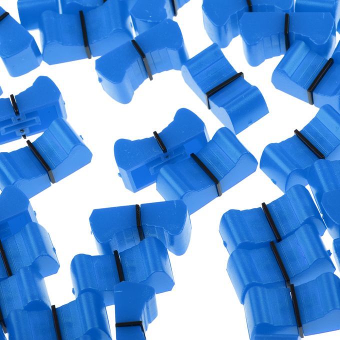 100 Pieces Touch Sensitive Slider Ribbed Mixer Fader Knob Caps Blue