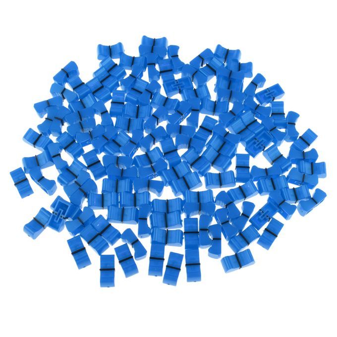 100 Pieces Touch Sensitive Slider Ribbed Mixer Fader Knob Caps Blue