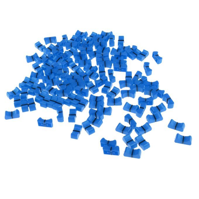 100 Pieces Touch Sensitive Slider Ribbed Mixer Fader Knob Caps Blue