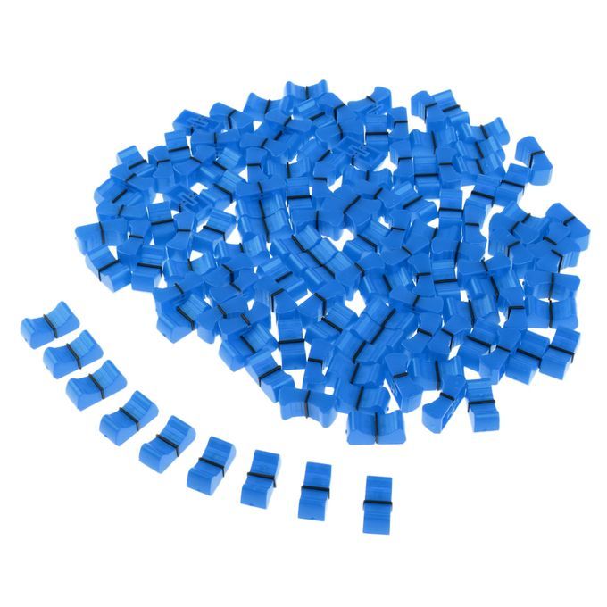 100 Pieces Touch Sensitive Slider Ribbed Mixer Fader Knob Caps Blue