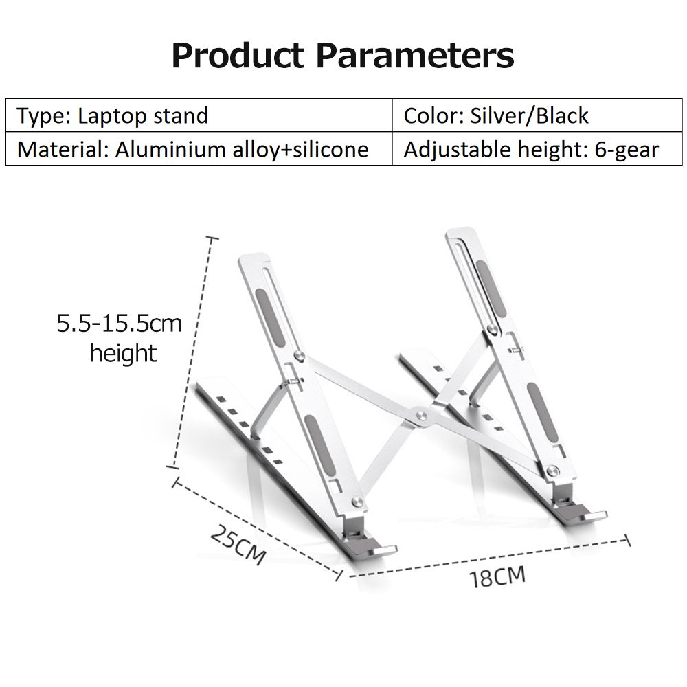 Aluminum Alloy Laptop Stand 6-level Adjustable Portable