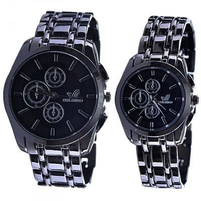 Radiant Couple Black Dial Wristwatch - Black