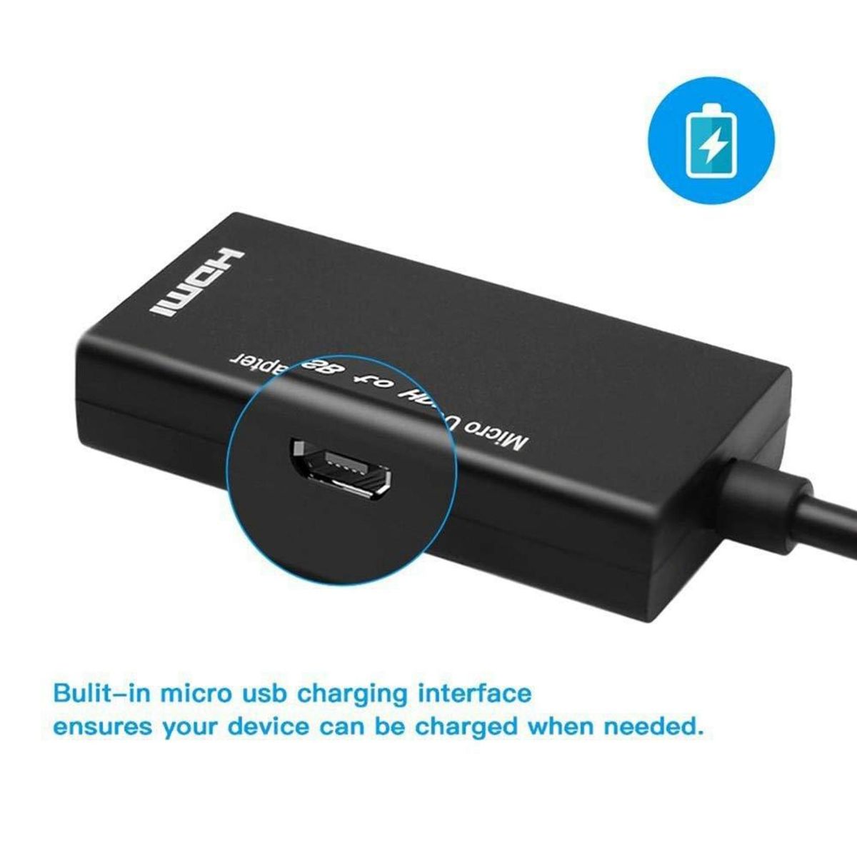 Micro-USB to HDMI Adapter 1080P HDMI Cable for Android Phone Tablet TV Support 192KHz Digital Audio