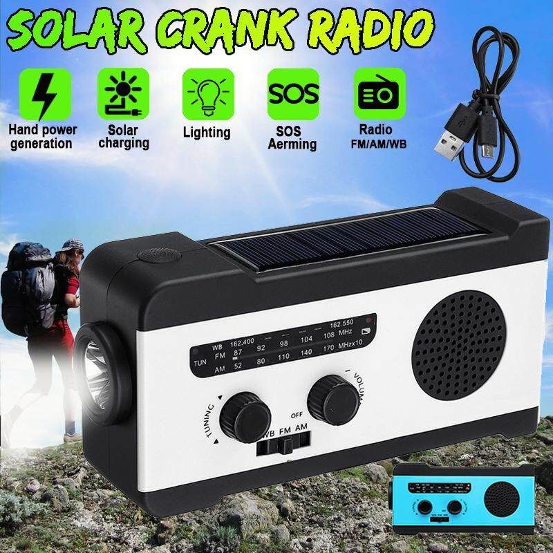 Portable Multifunctional AM/FM/WB Radio Pocket Speakers Solar Hand Crank Radio White