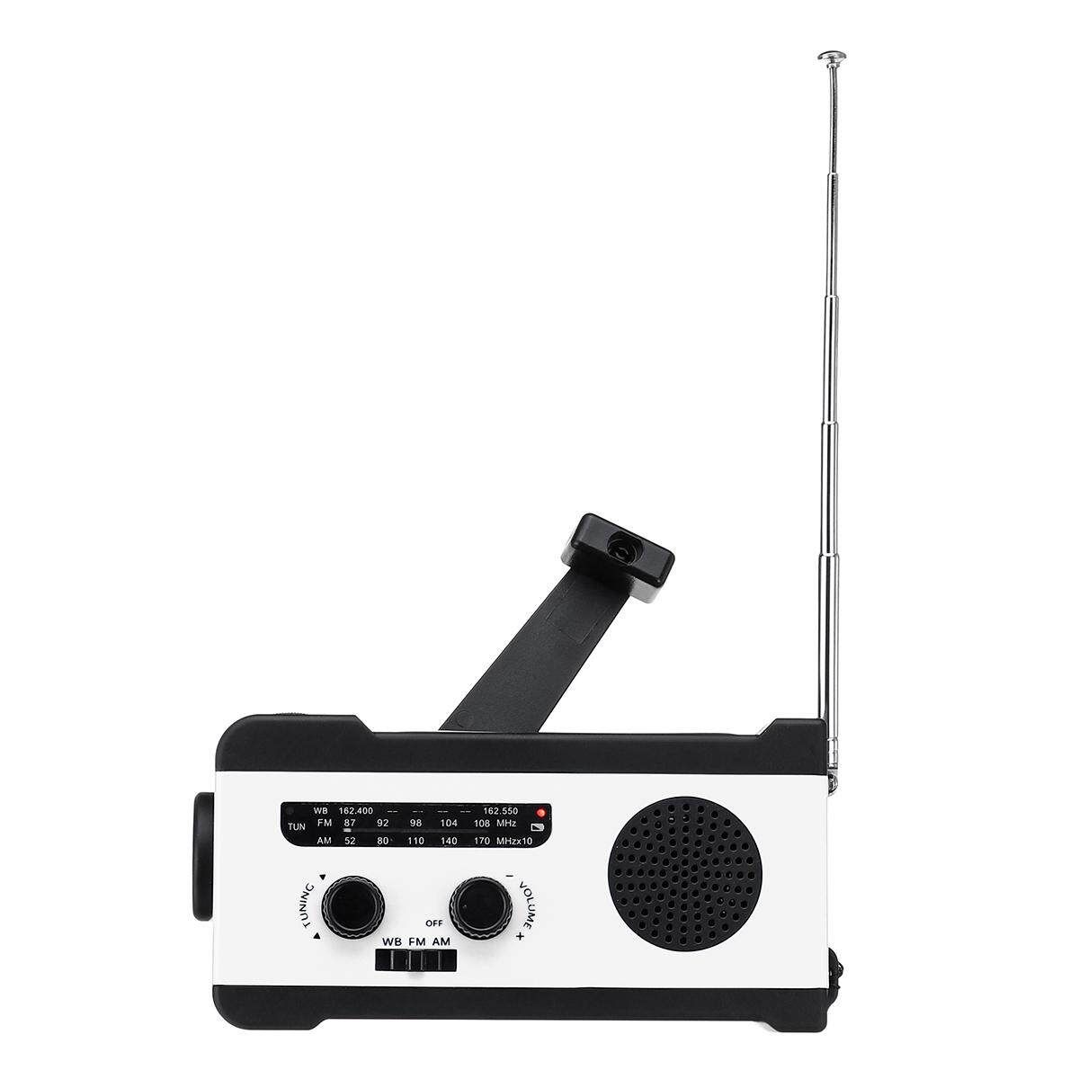 Portable Multifunctional AM/FM/WB Radio Pocket Speakers Solar Hand Crank Radio White